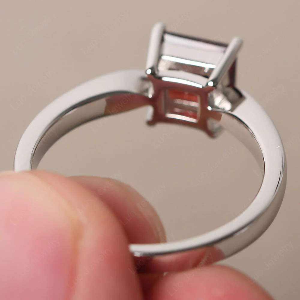 Princess Cut Garnet Tapered Band Ring - Image 3