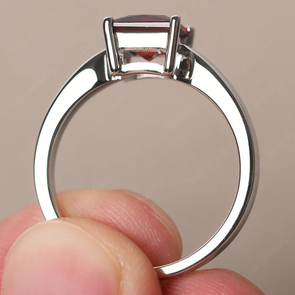 Princess Cut Garnet Tapered Band Ring - Image 4