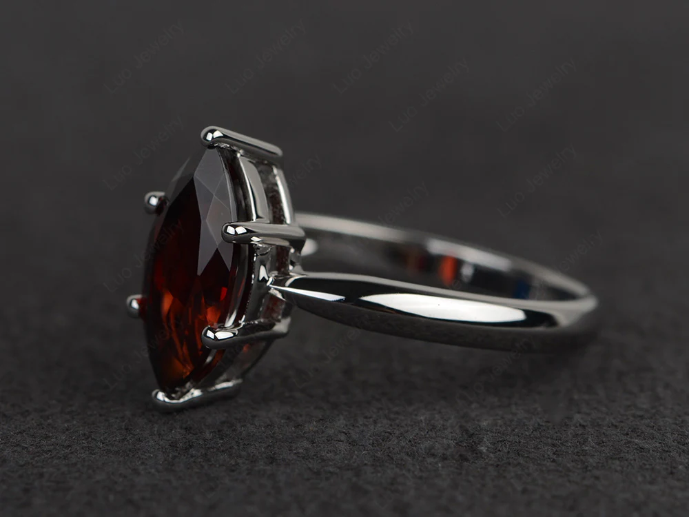 Marquise Cut Six Prong Garnet Ring - Image 2