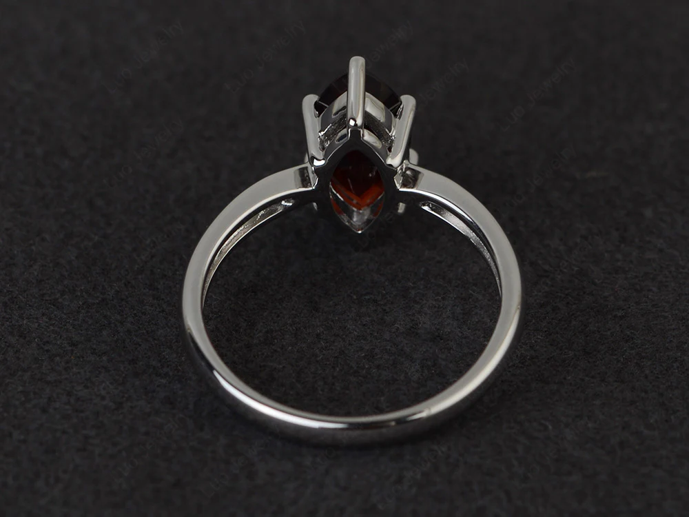 Marquise Cut Six Prong Garnet Ring - Image 3