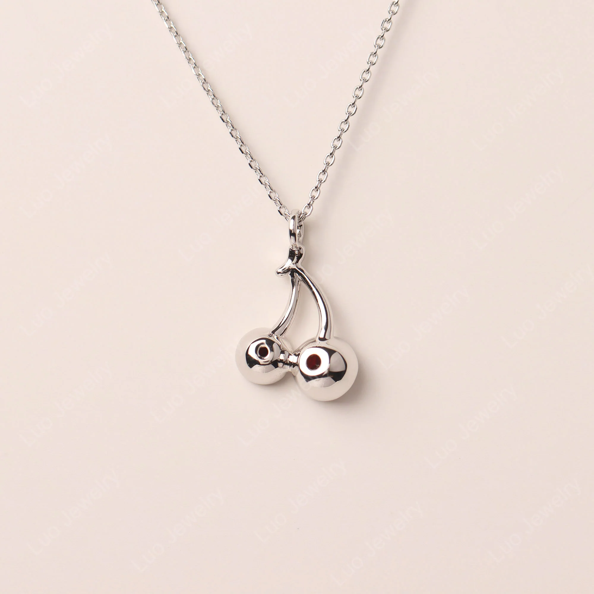 Garnet Tow Stone Bezel Necklace - Image 3