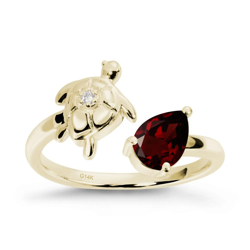 Garnet Turtle Open Bypass Ring - Image 4