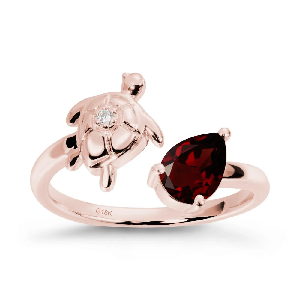 Garnet Turtle Open Bypass Ring - Image 5