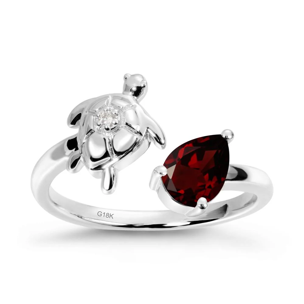 Garnet Turtle Open Bypass Ring - Image 6