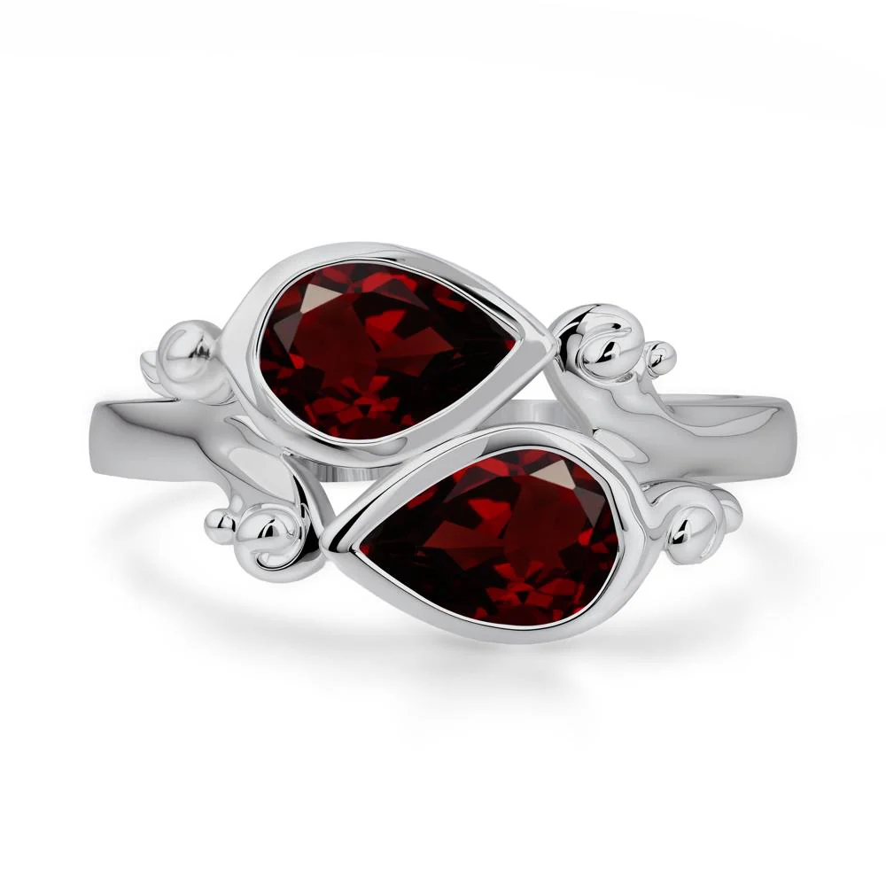 Garnet Two Stone Bezel Set Ring - Image 7