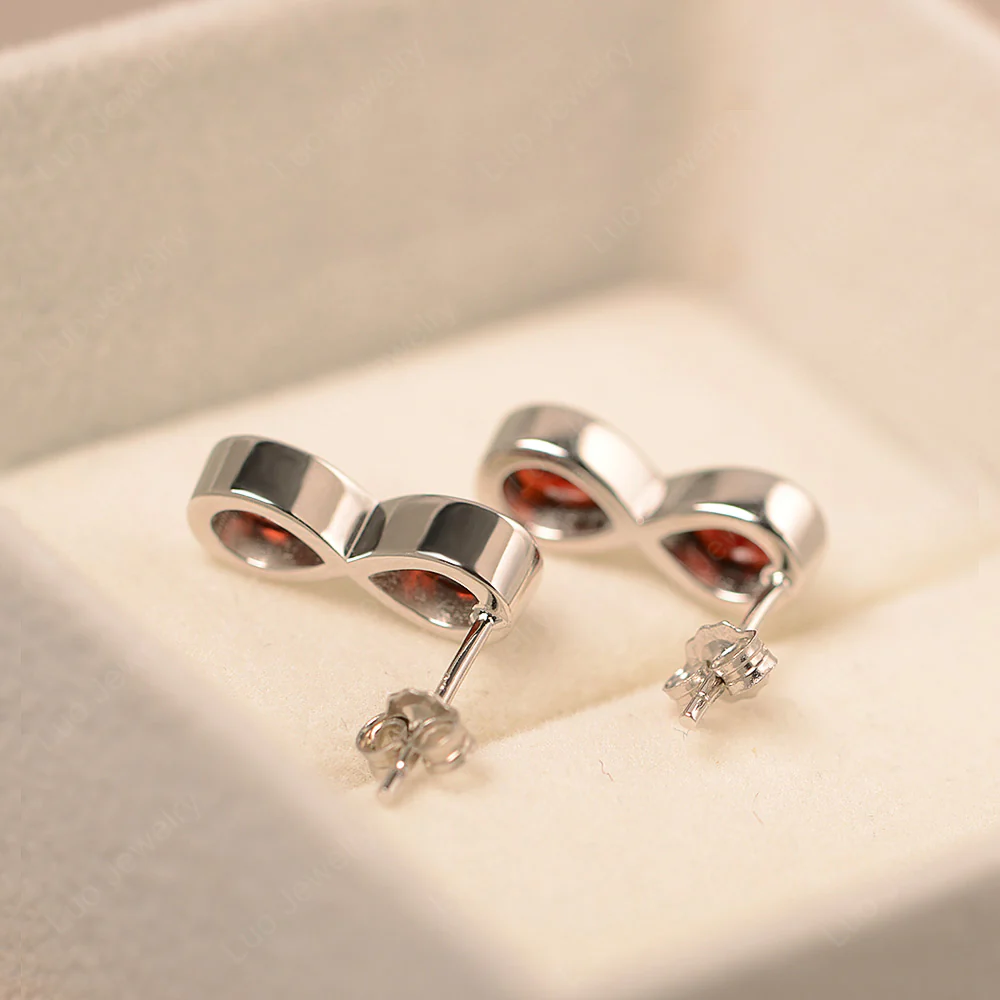 Garnet Infinity Stud Earrings - Image 3