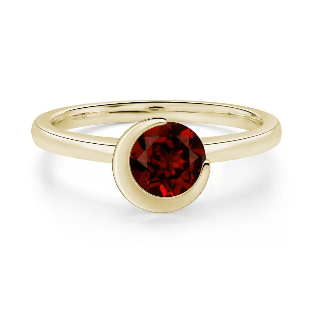 Garnet Unique Bezel Set Engagement Ring - Image 2
