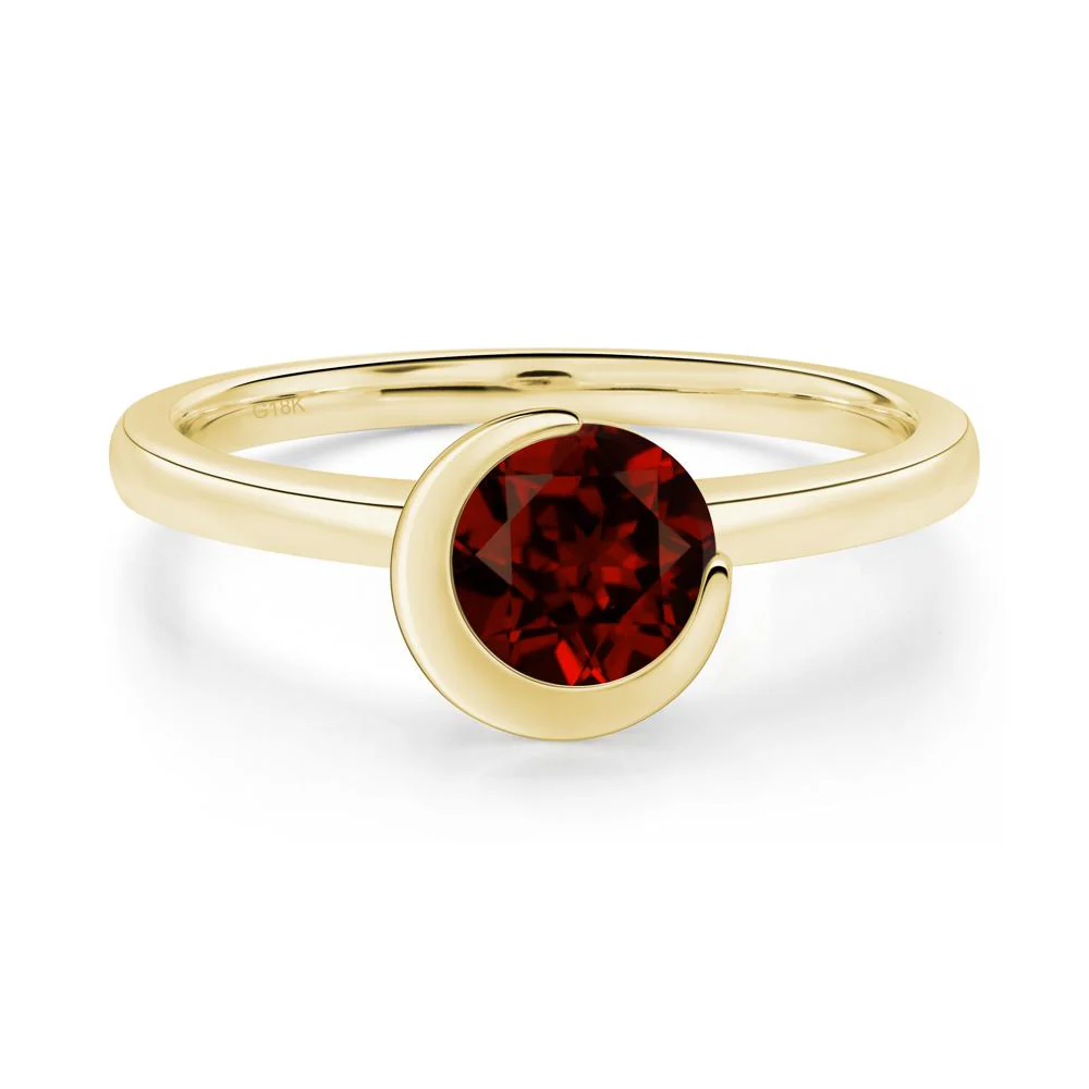 Garnet Unique Bezel Set Engagement Ring - Image 3