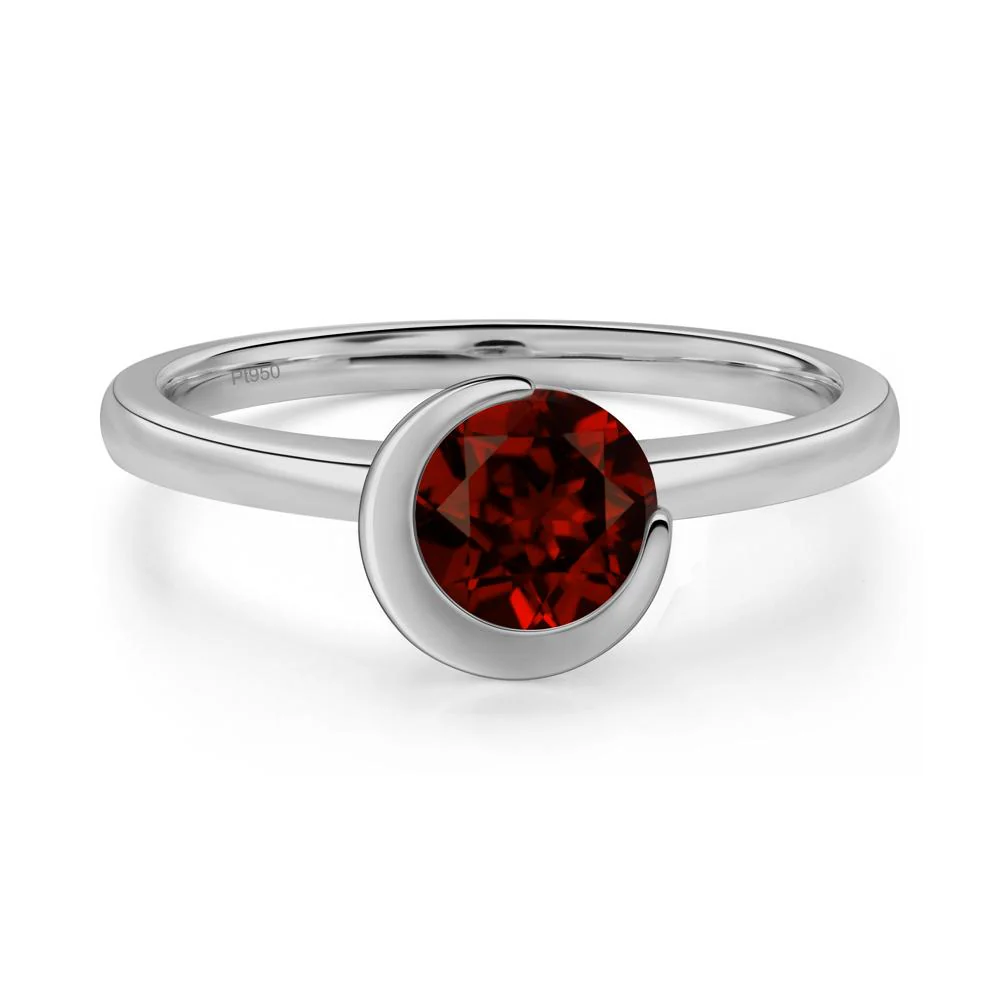 Garnet Unique Bezel Set Engagement Ring - Image 8