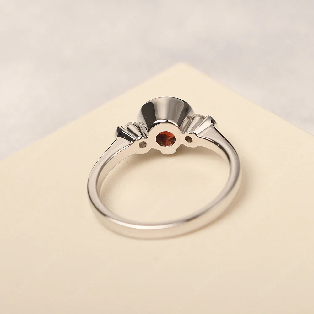 Garnet Vintage Bezel Set Engagement Ring - Image 3
