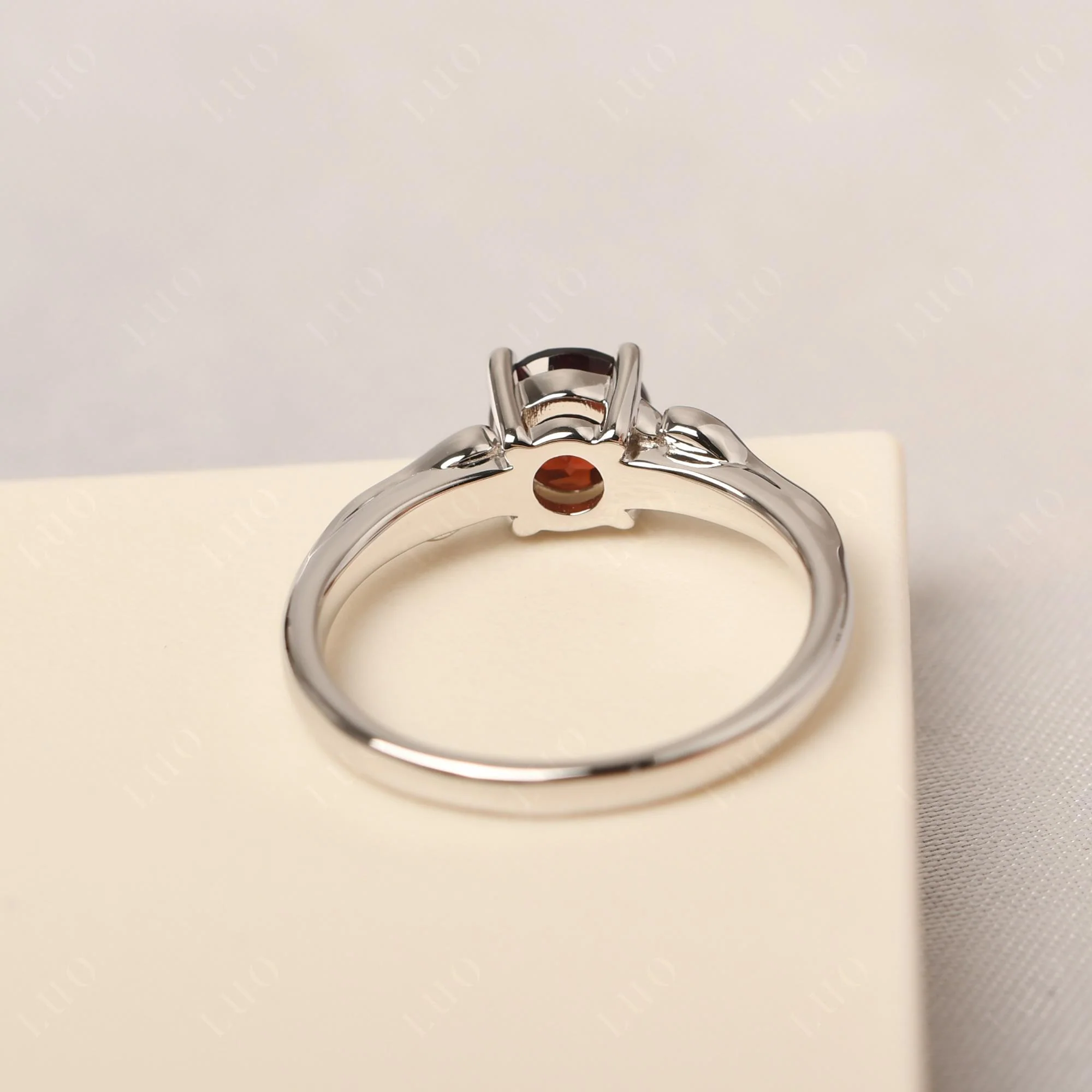 Petite Garnet Tender Leaf Ring - Image 12
