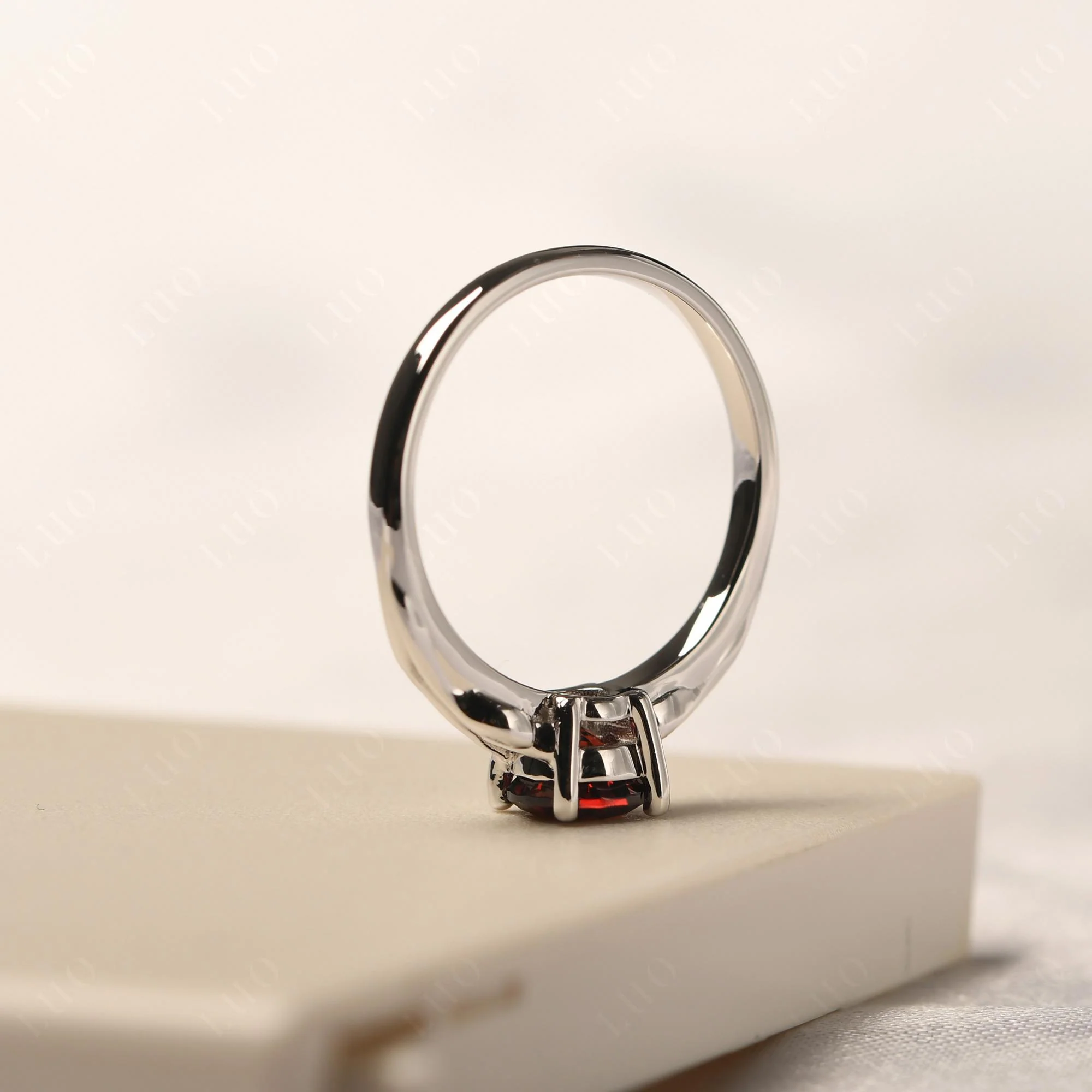 Petite Garnet Tender Leaf Ring - Image 13