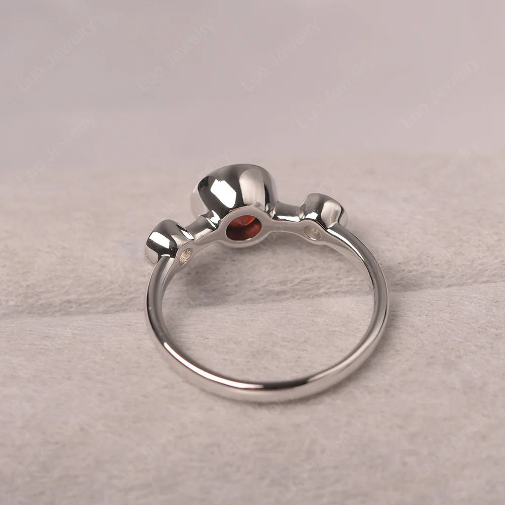 Garnet 3 Stone Bezel Set Ring - Image 3