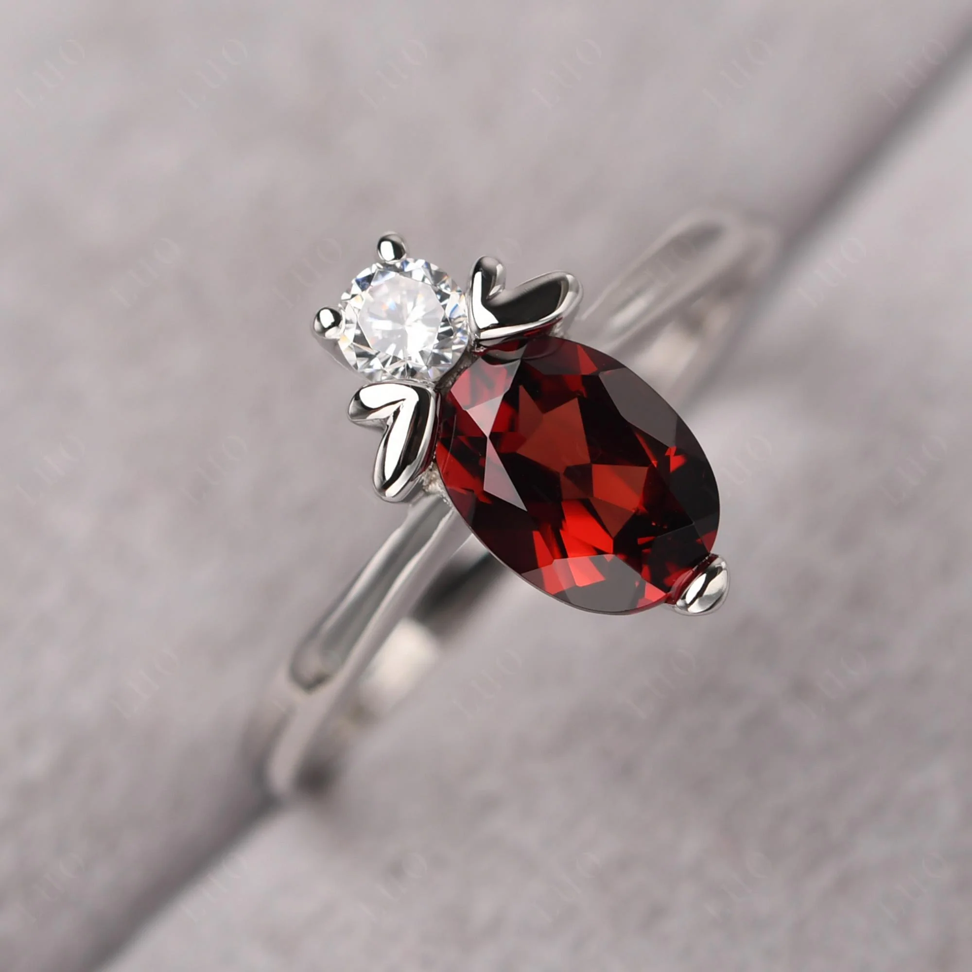 Garnet Nature Inspired Bee Ring - Image 10