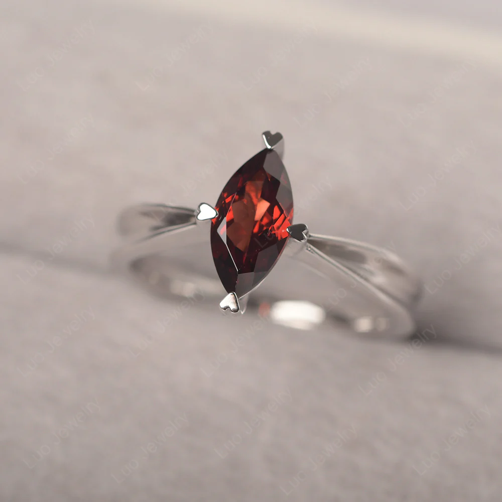 Garnet Marquise Solitaire Ring - Image 3