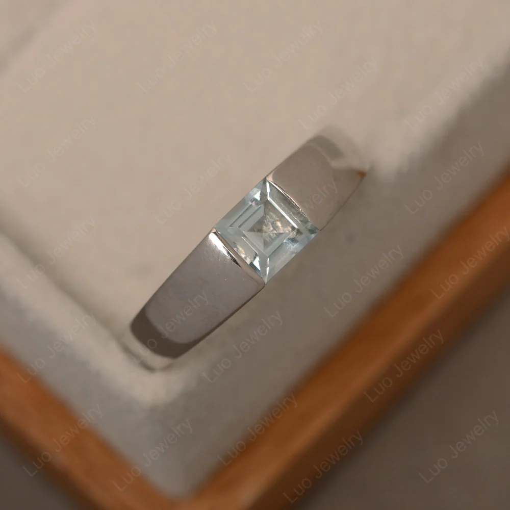 Gender Neutral Aquamarine Solitaire Ring - Image 2