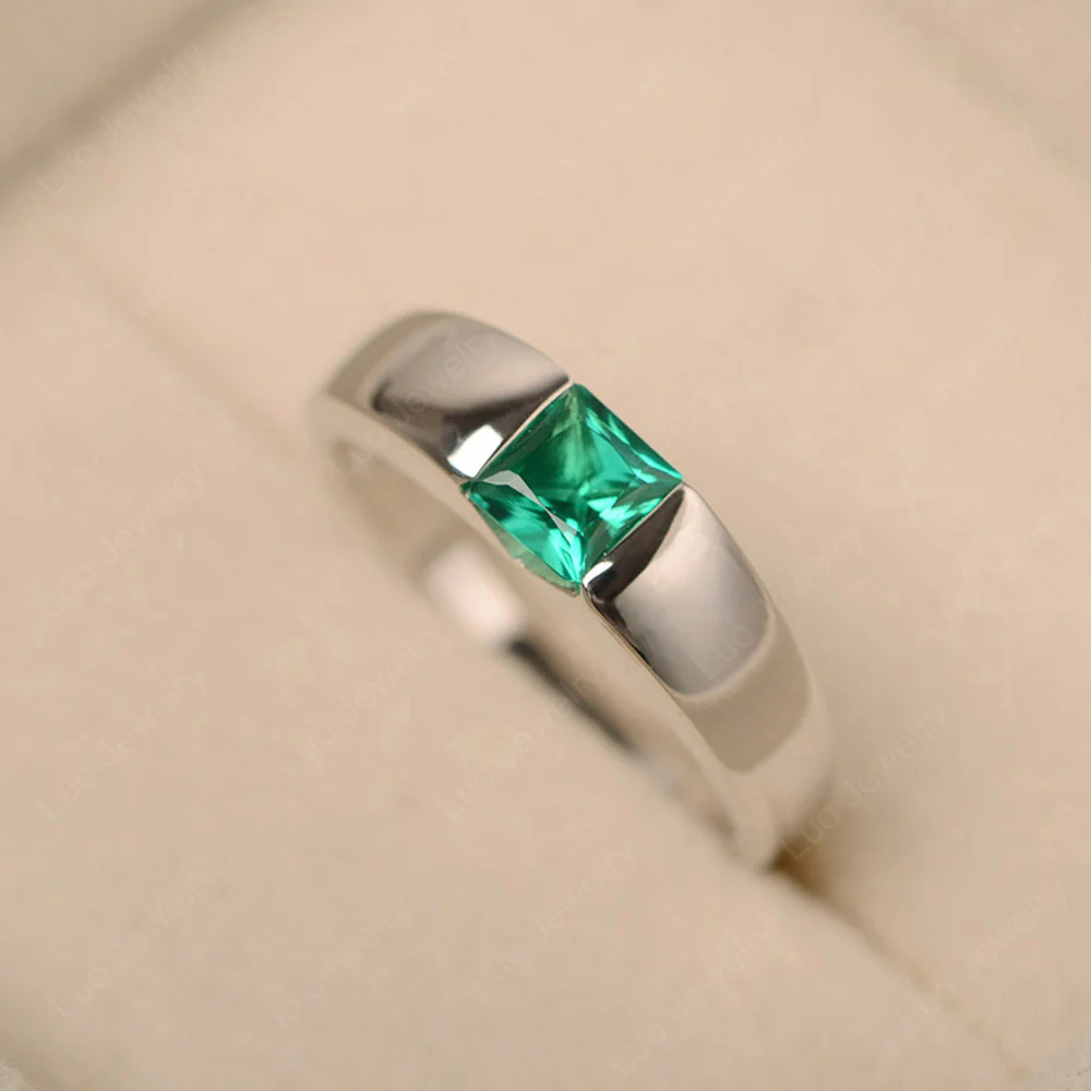 Gender Neutral Emerald Solitaire Ring - Image 2