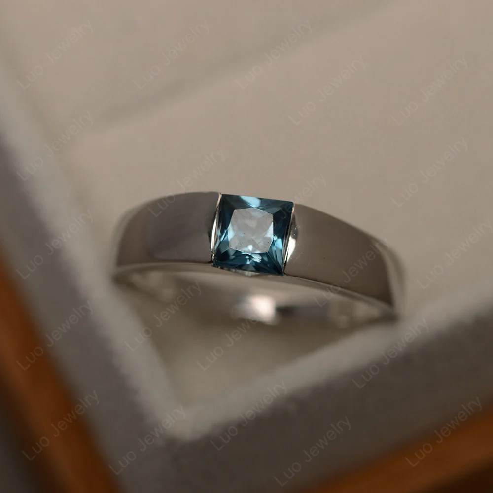 Gender Neutral London Blue Topaz Solitaire Ring - Image 2