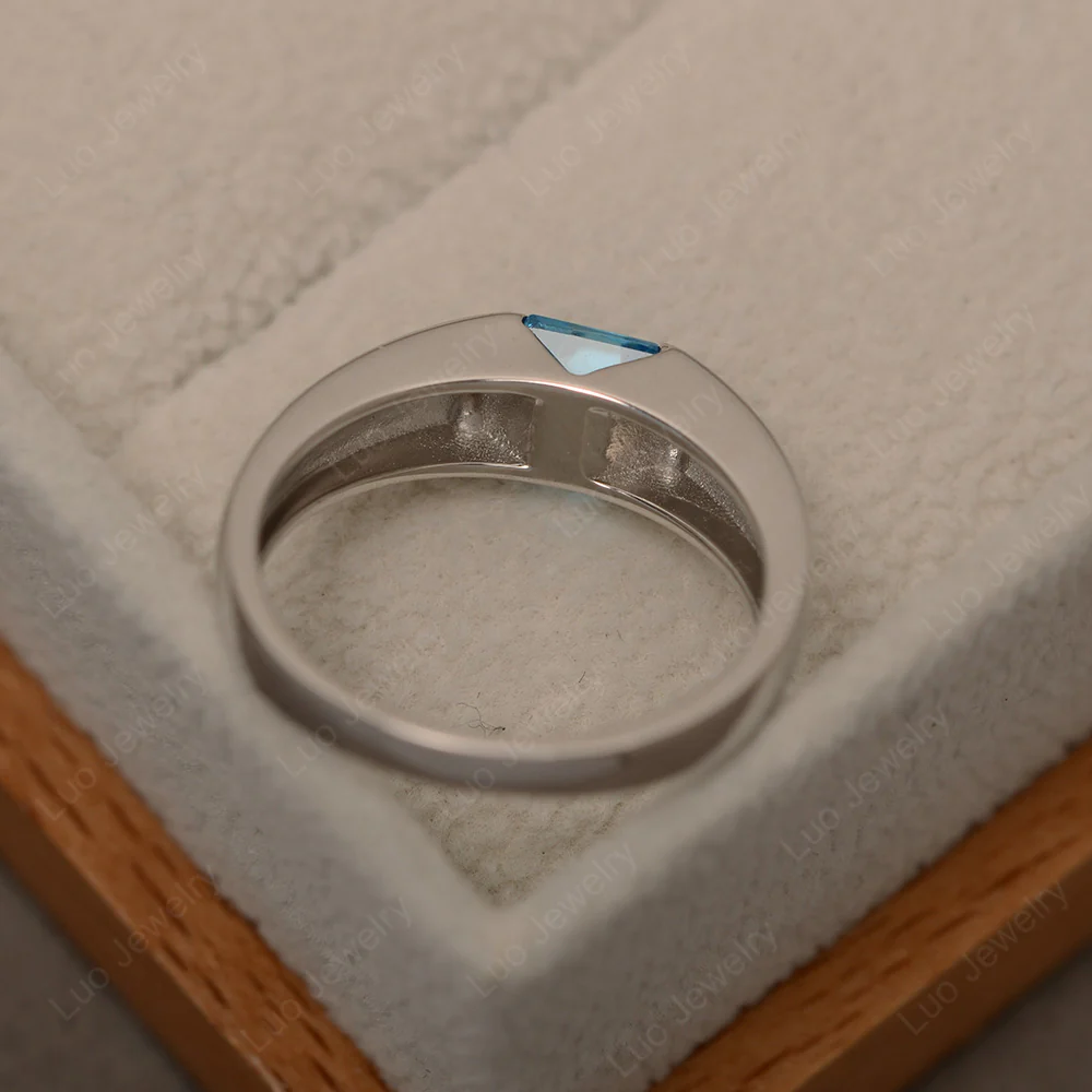 Gender Neutral Swiss Blue Topaz Solitaire Ring - Image 3