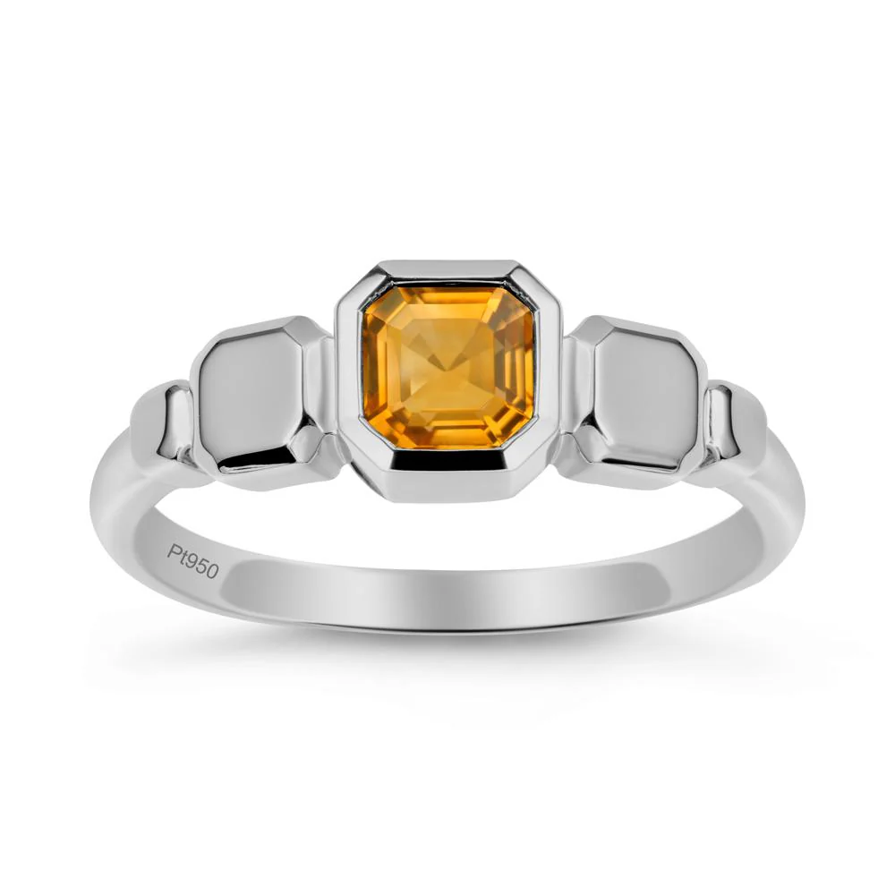 Geometric Ascher Citrine Ring