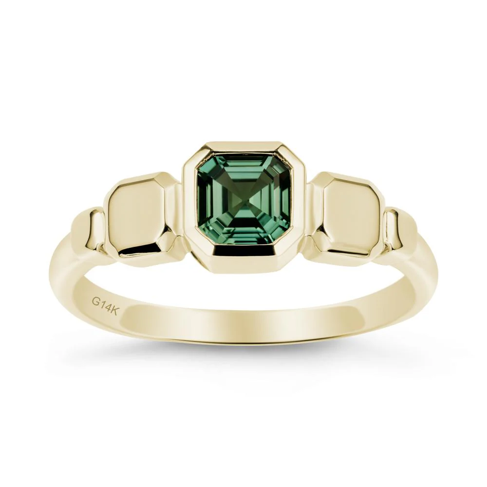 Geometric Ascher Green Sapphire Ring