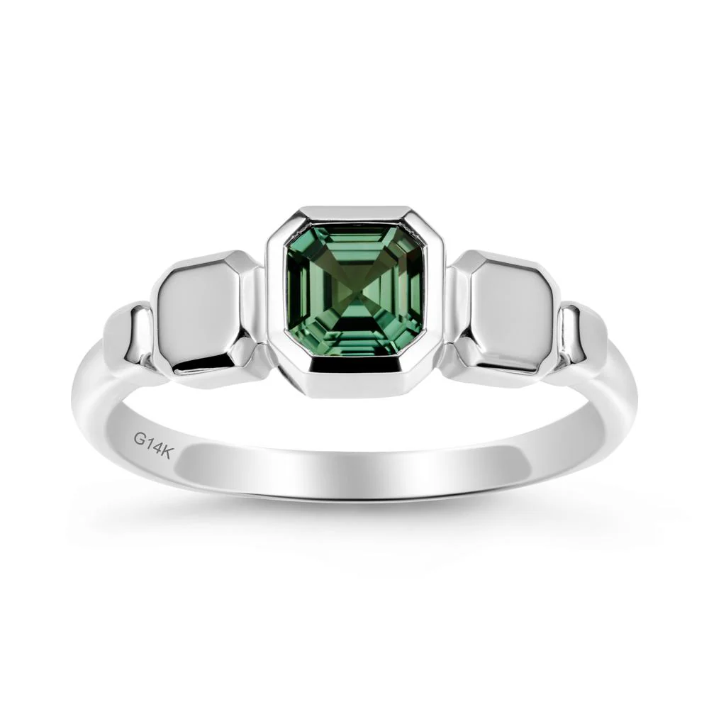 Geometric Ascher Green Sapphire Ring - Image 3