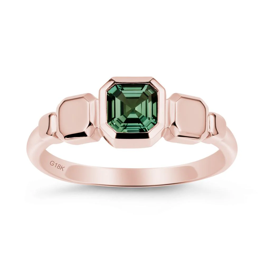 Geometric Ascher Green Sapphire Ring - Image 4