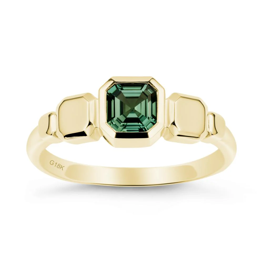 Geometric Ascher Green Sapphire Ring - Image 6
