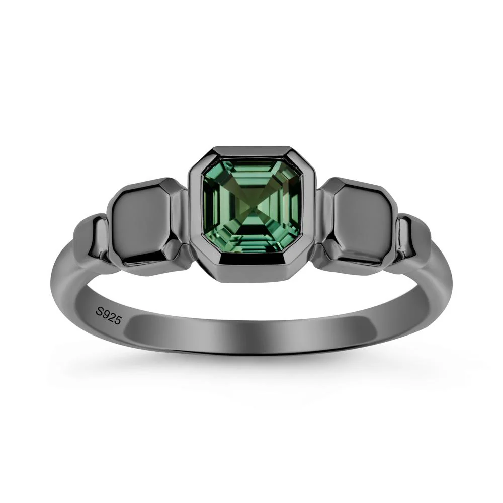 Geometric Ascher Green Sapphire Ring - Image 7