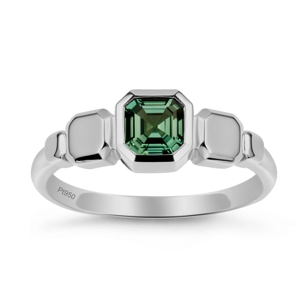 Geometric Ascher Green Sapphire Ring - Image 8