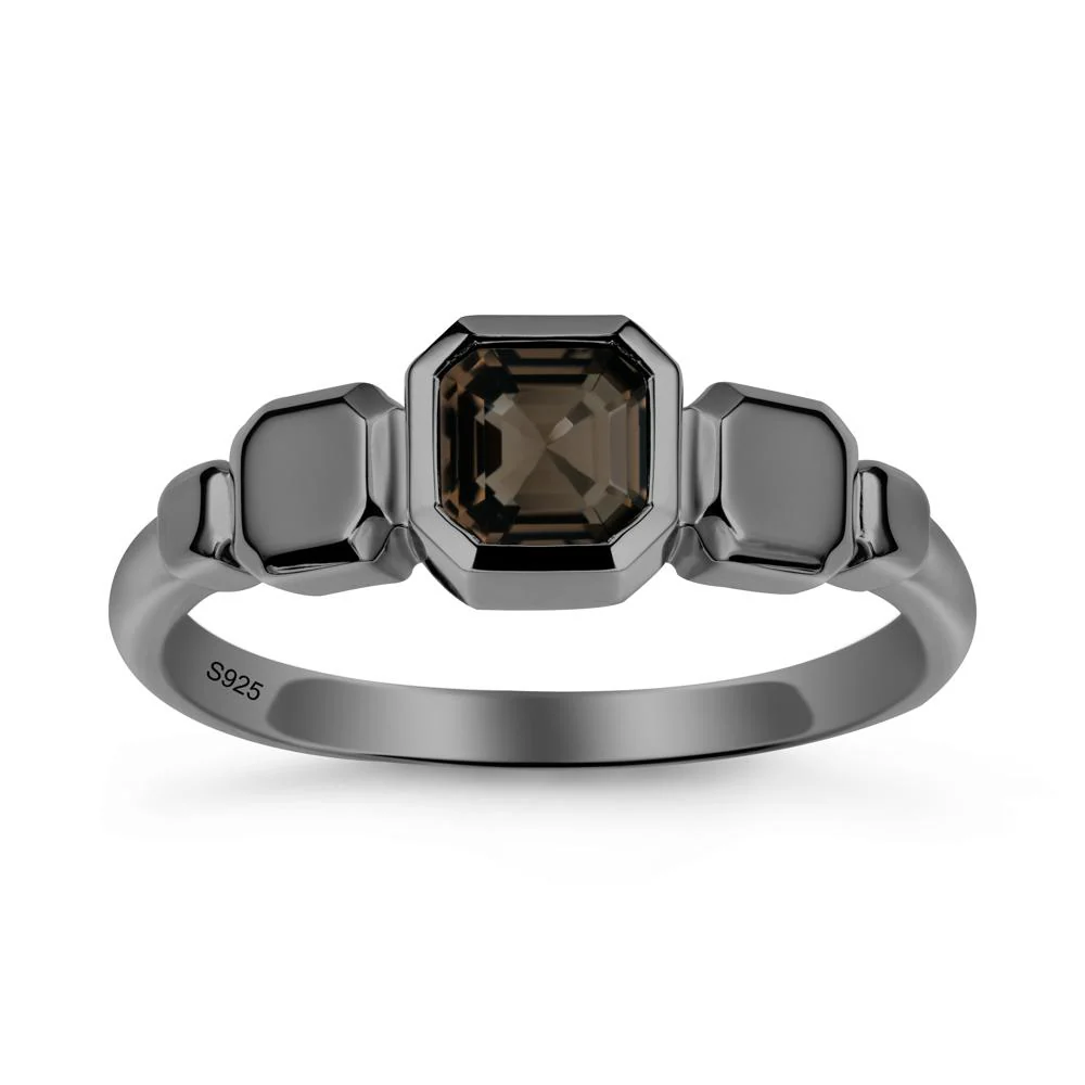 Geometric Ascher Smoky Quartz Ring