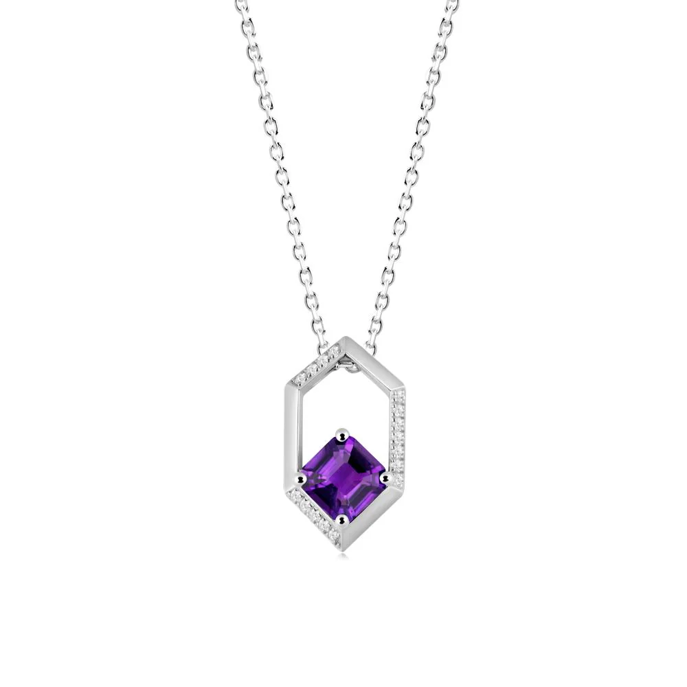 Geometric Asscher Amethyst Pendant - Image 6