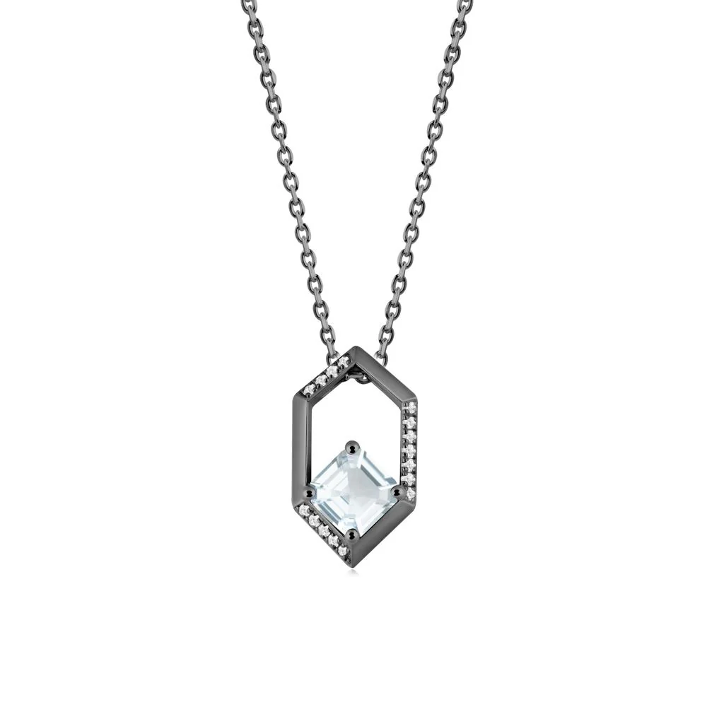 Geometric Asscher Aquamarine Pendant