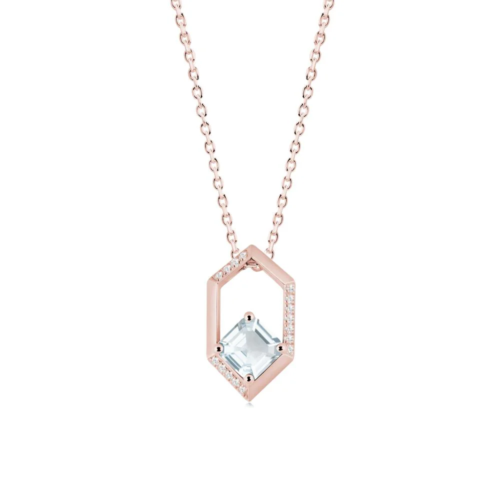 Geometric Asscher Aquamarine Pendant - Image 2