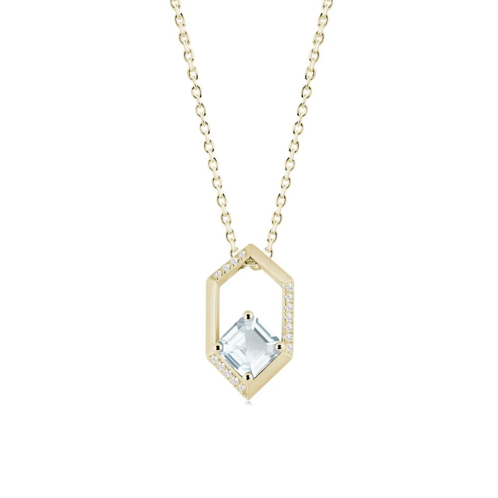 Geometric Asscher Aquamarine Pendant - Image 3