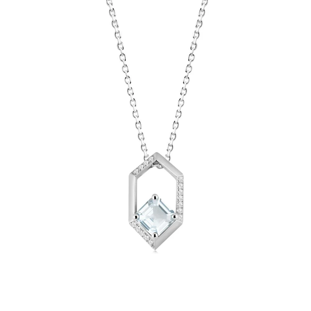 Geometric Asscher Aquamarine Pendant - Image 5