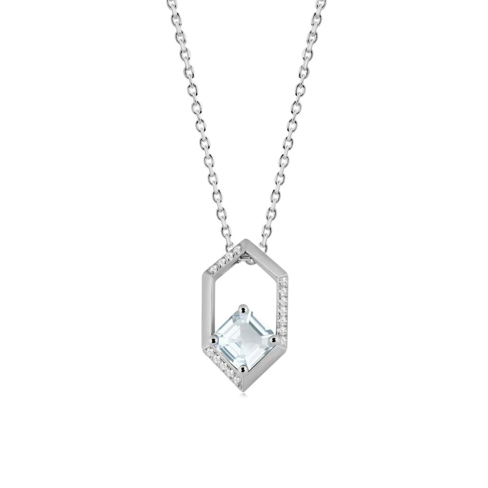 Geometric Asscher Aquamarine Pendant - Image 7