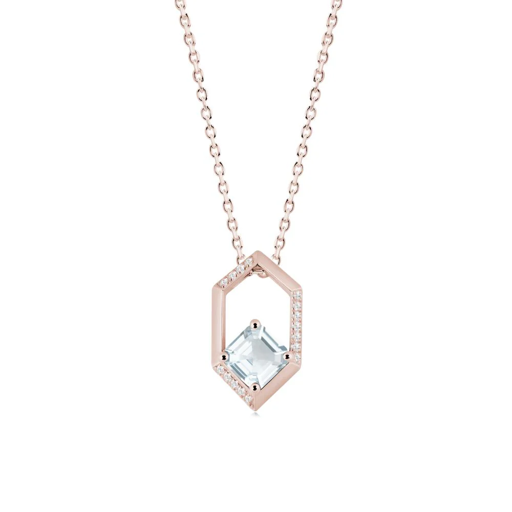 Geometric Asscher Aquamarine Pendant - Image 9