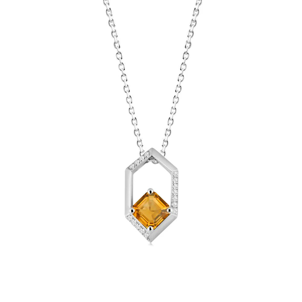 Geometric Asscher Citrine Pendant - Image 8