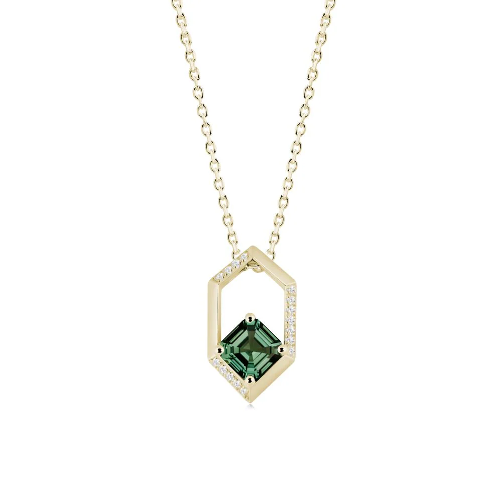 Geometric Asscher Green Sapphire Pendant - Image 2