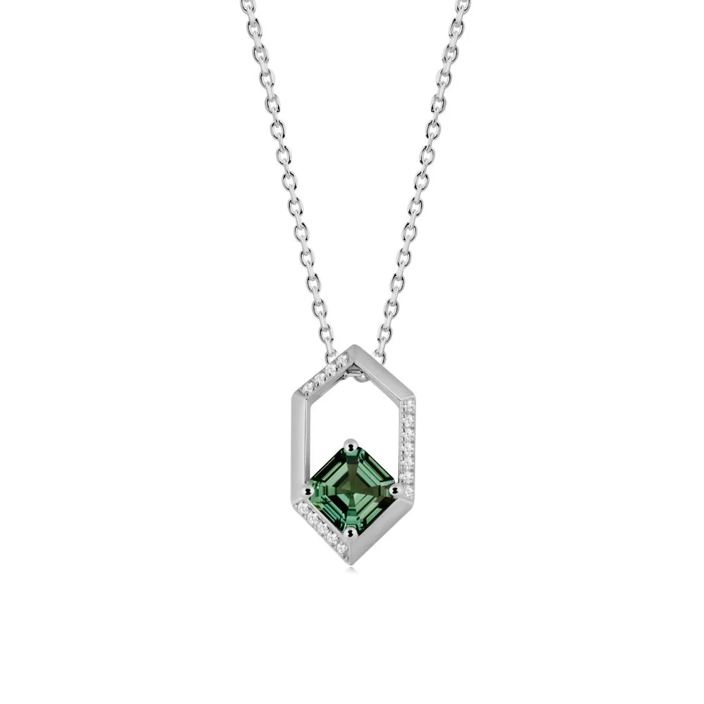 Geometric Asscher Green Sapphire Pendant - Image 6