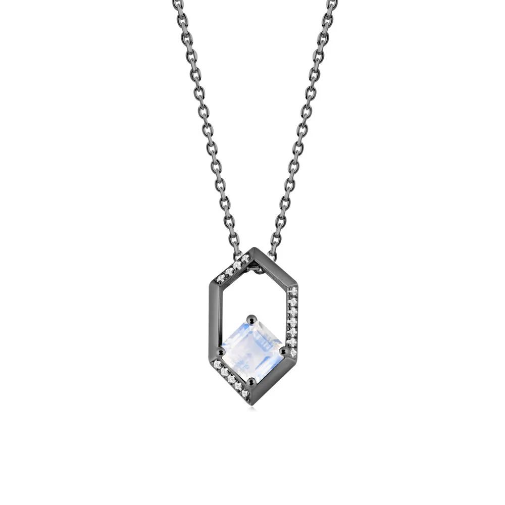 Geometric Asscher Moonstone Pendant