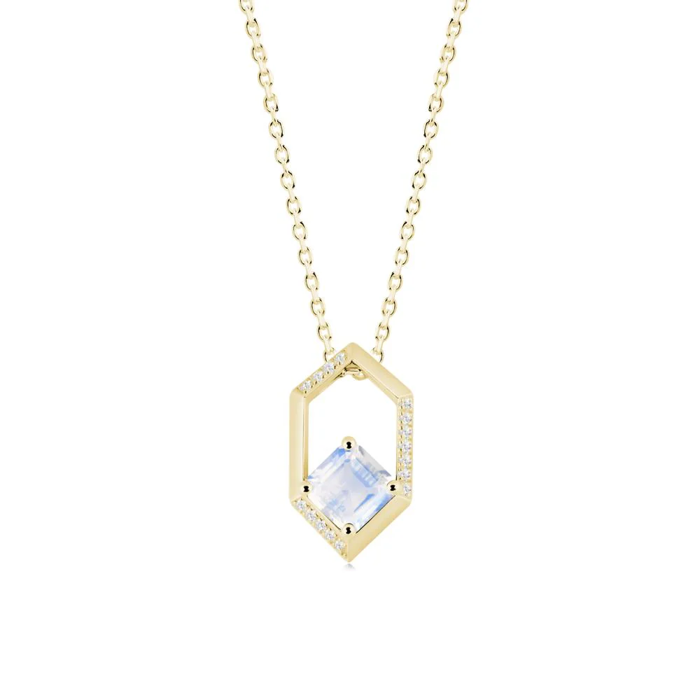 Geometric Asscher Moonstone Pendant - Image 2