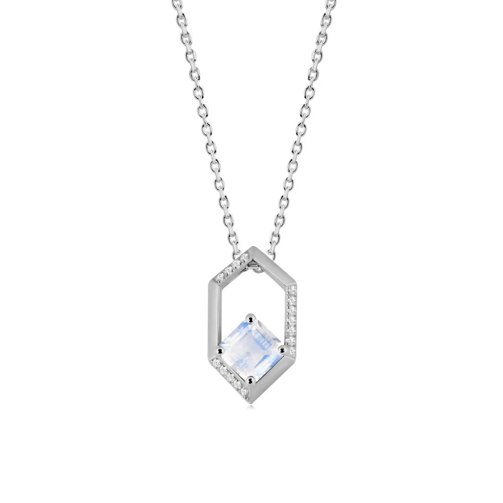 Geometric Asscher Moonstone Pendant - Image 3