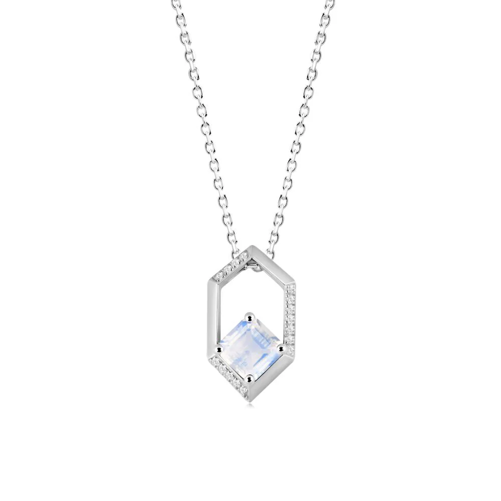 Geometric Asscher Moonstone Pendant - Image 4