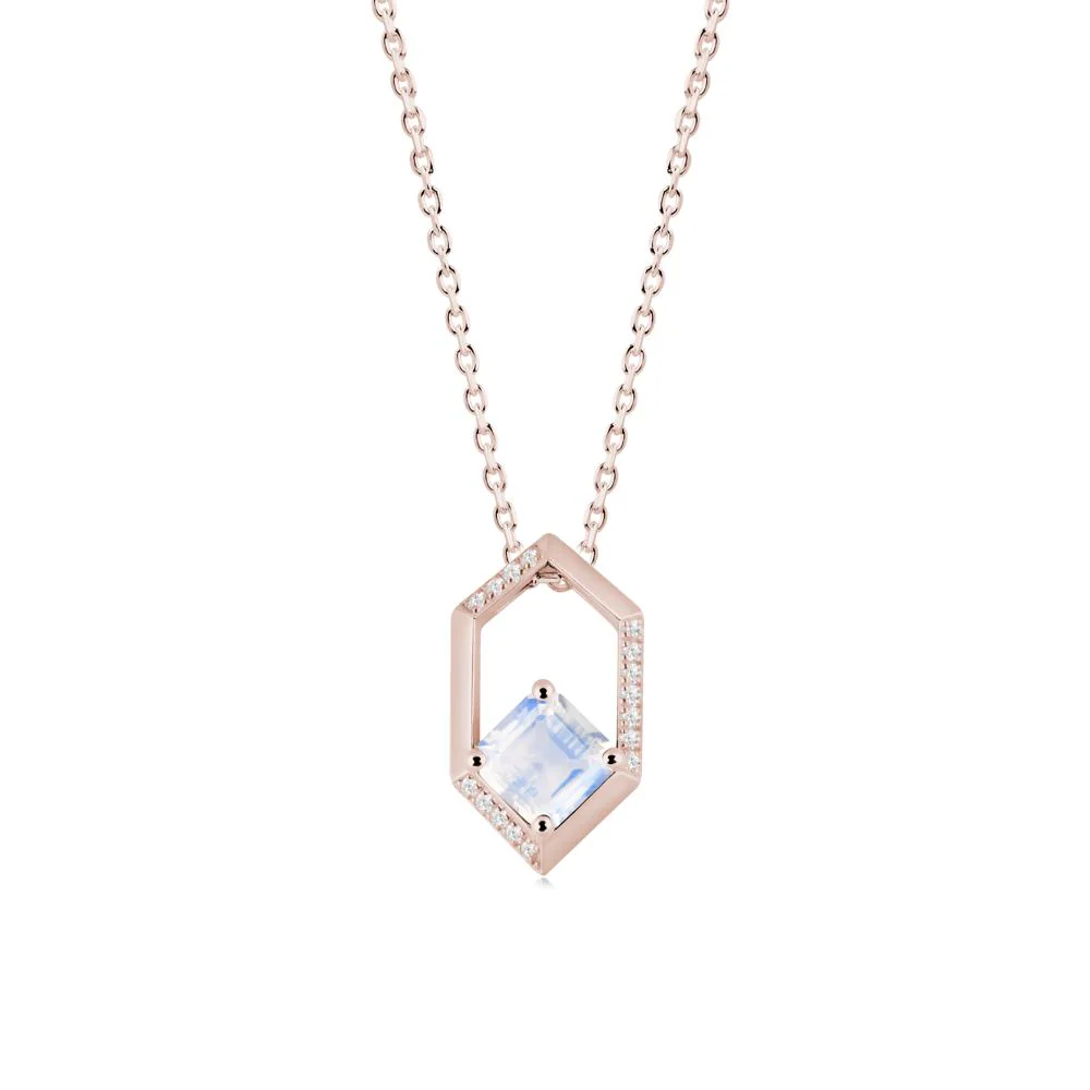 Geometric Asscher Moonstone Pendant - Image 6