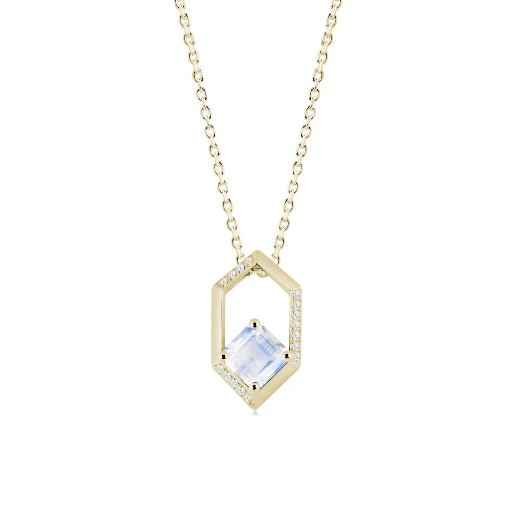 Geometric Asscher Moonstone Pendant - Image 7