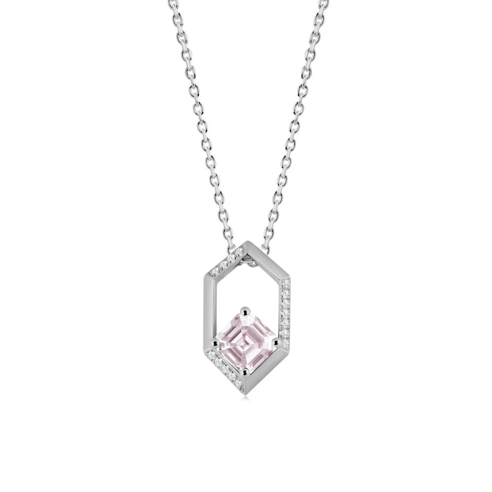 Geometric Asscher Pink Cubic Zirconia Pendant - Image 8