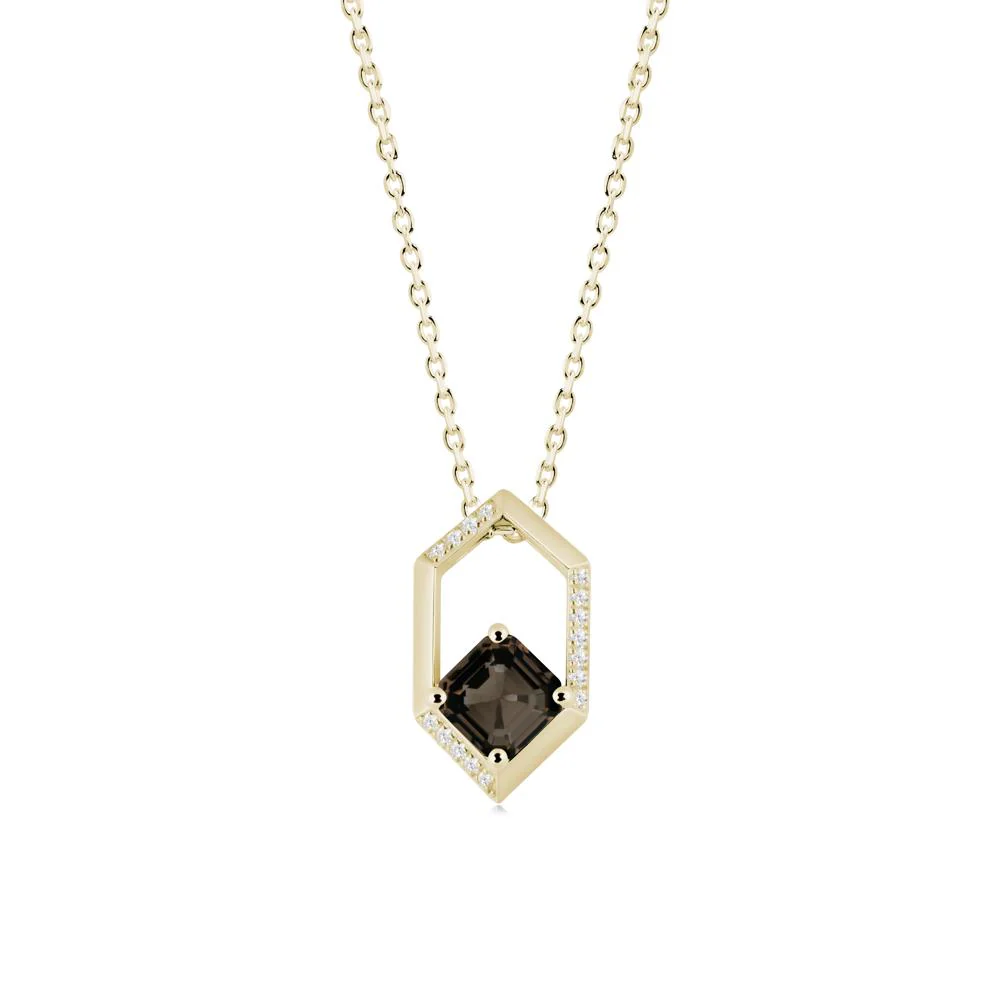 Geometric Asscher Smoky Quartz Pendant - Image 4