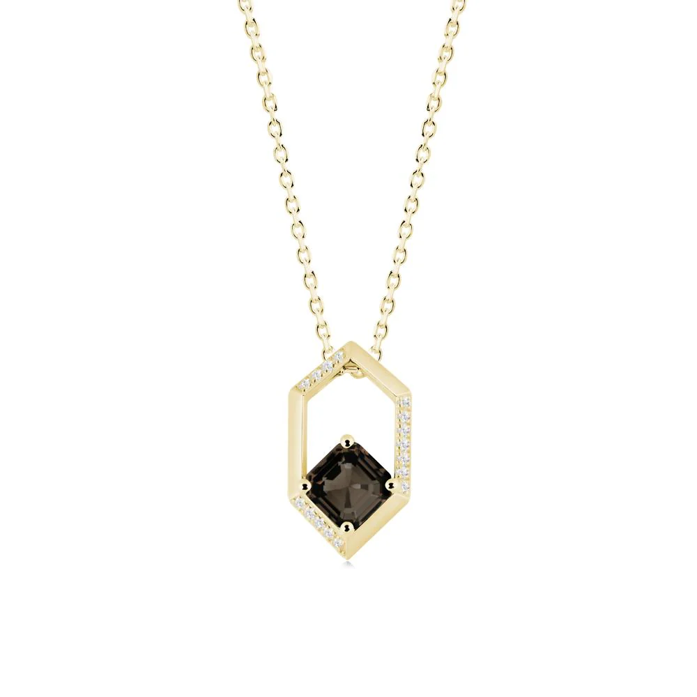 Geometric Asscher Smoky Quartz Pendant - Image 8